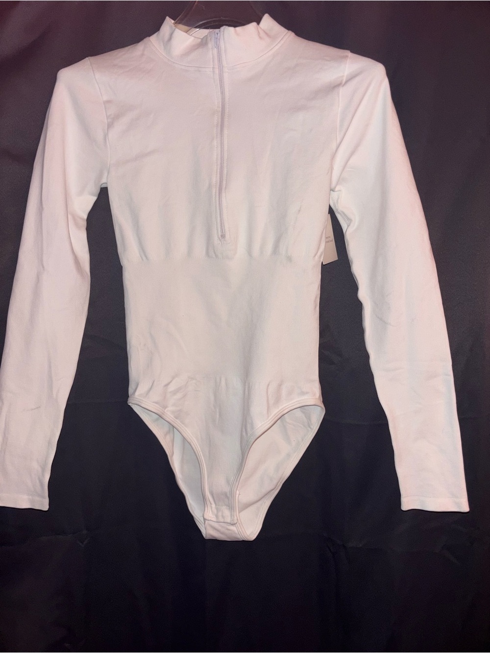 Girls' Long Sleeve Mock Neck One-Piece Bodysuit - White